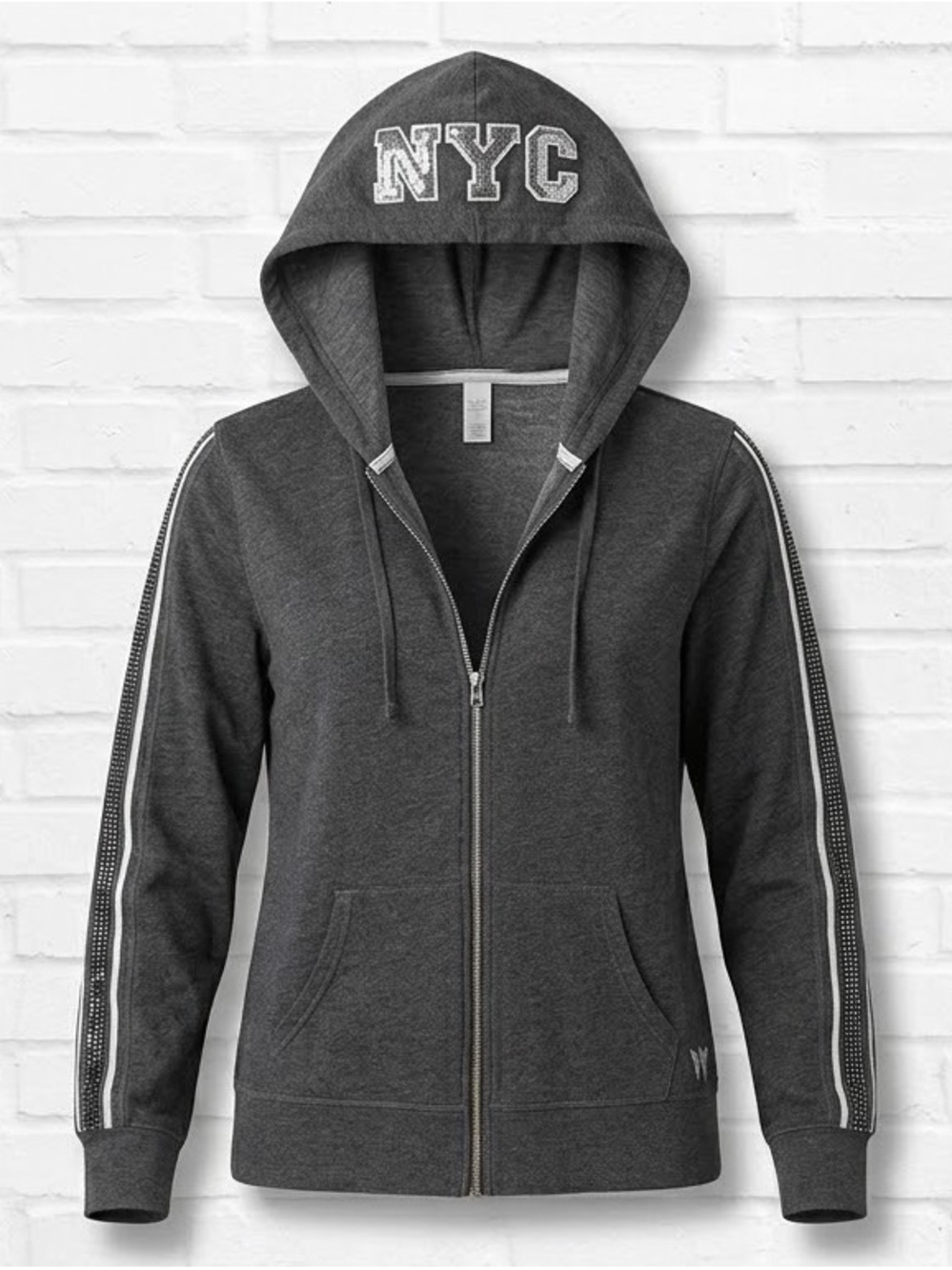 Victoria’s Secret 2015 NYC Fashion Show Bling Zip Up Hoodie Charcoal Gray M